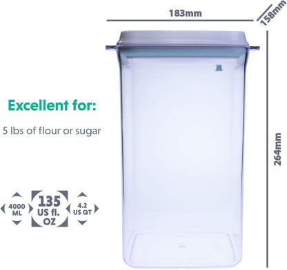 BopTop (1pc - 5lb Flour) Airtight Food Storage Container – Mechanical Silicone Seal Canister