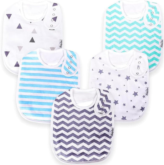 Organic Cotton Baby Bibs – Soft Teething & Drool Bib for Newborns & Toddlers – Hypoallergenic, Absorbent, Snaps