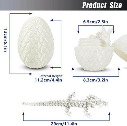 Easter Dragons 3D Printed Dragon Egg with Dragon Inside Crystal Dragon Fidget Toy for Adult Full Articulated Dragon for Home Office Decor