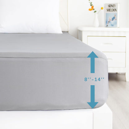 2 Pack Twin Mattress Protector Waterproof, Noiseless & Soft Coverage Mattress Fitted Sheet Twin with Deep Pocket up to 14", Super Breathable & Easy Wash Twin Size Mattress Protector
