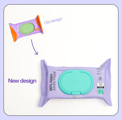 Freestyle Soft Jumbo Baby Wipes, Hypoallergenic and Unscented, Water-Based Wet Wipes for Babies, Finely Suited for Sensitive Skin, Thick & Oversized, Pack of 6, 72 Wipes Per Pack