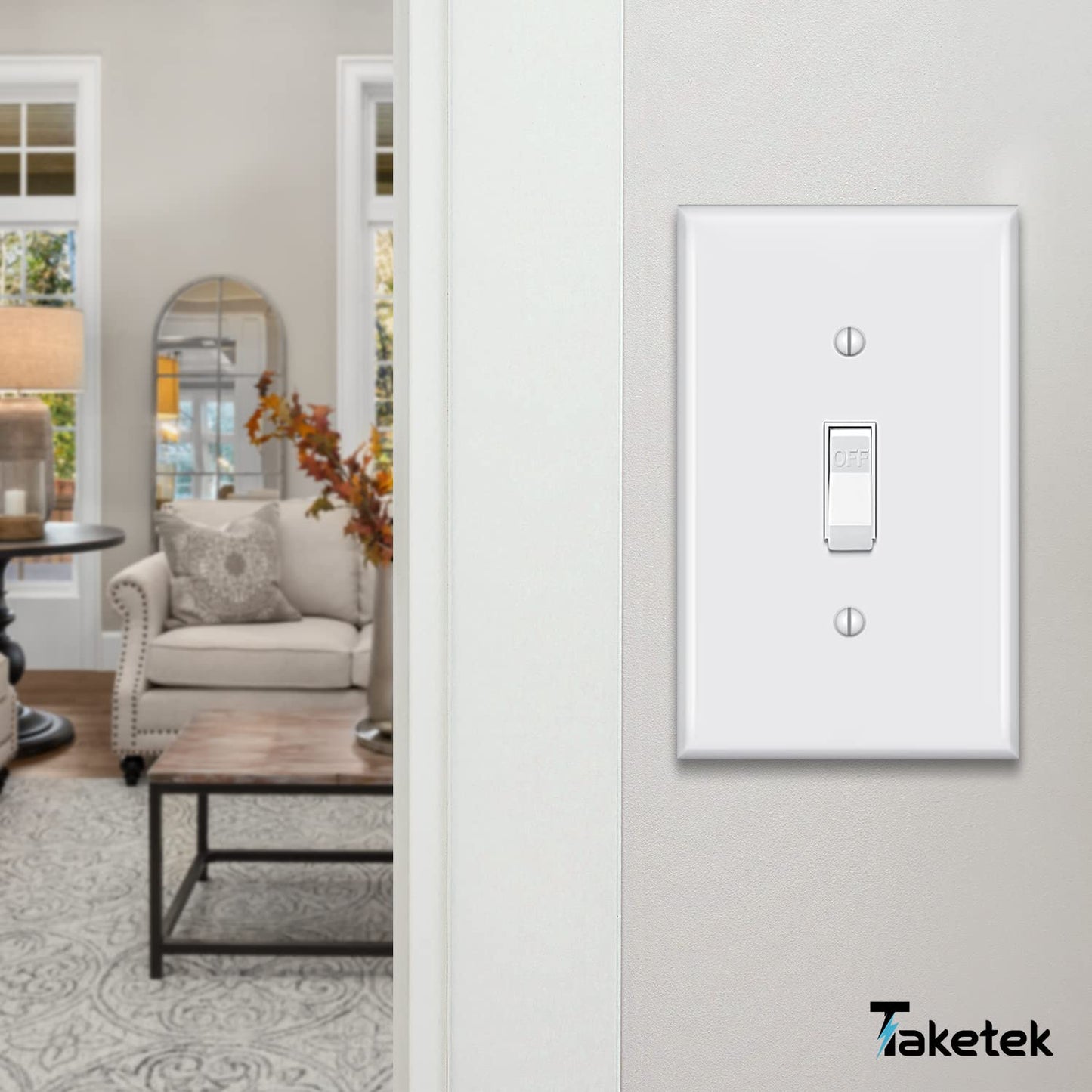 Light Switch Cover, Standard Size Toggle Light Switch Wall Plate,White, Wall Plates for Light