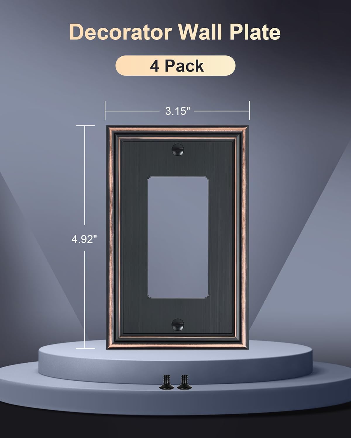 4-Pack Decorator Outlet Cover Plate, Aged Bronze Decorative Switch Plates and Outlet Covers