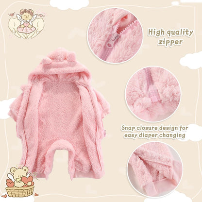 UVIPC Baby Newborn Bear Outfit Fleece Snowsuit Winter Clothes Hooded Jumpsuit Romper for Baby boy girl