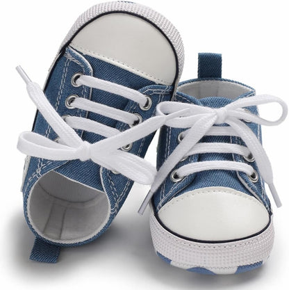 Unisex Baby Girls Boys Canvas High-top Shoes, Newborn Infant Anti-Slip Soft Sole Frist Walking Breathable Sneakers
