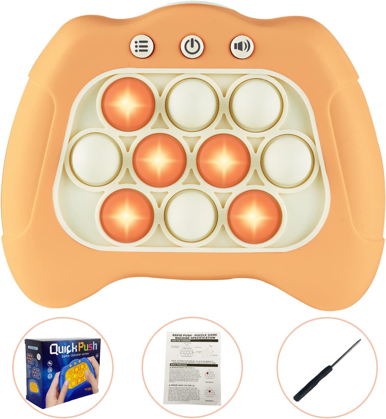 Pop The Target! Handheld Speed Pushing Game Machine: A Fun Multiplayer Game for Family. Fidget Game Toy for 6 7 8 9 10 11 12 Years Old Orange