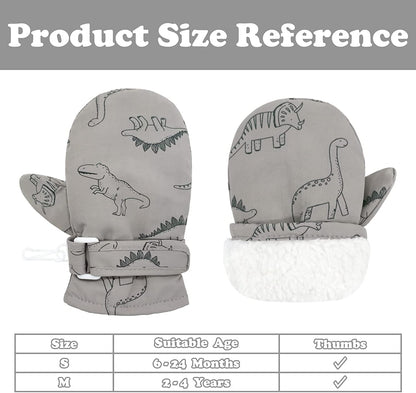 Toddler Gloves Kids Mittens Winter Warm Lined Fleece Gloves Waterproof Snow Baby Mitten for Boys Girls