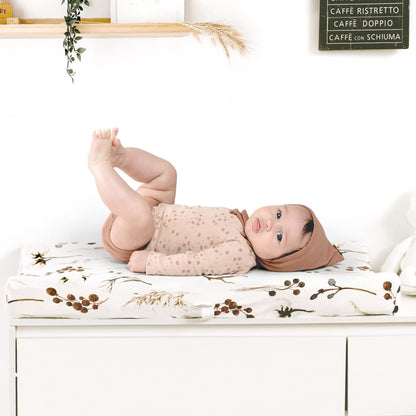 GRSSDER Stretch Ultra Soft Jersey Knit Changing Pad Cover Set 2 Pack, Change Table Pad Covers Fit 32"/34" x 16" Pads Safe and Snug, Unisex Stylish Pretty Diaper Change Table Sheets for Baby, Beige
