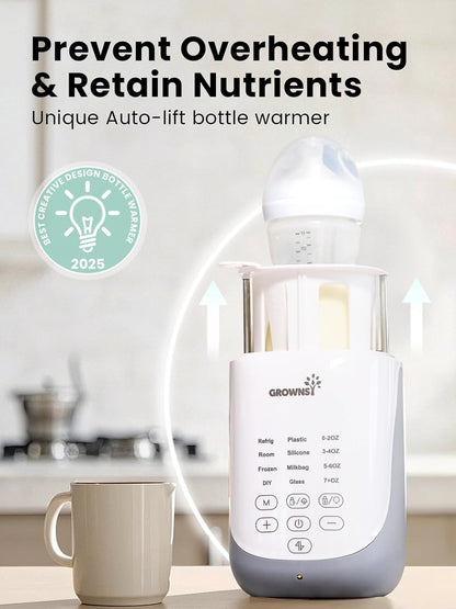 GROWNSY Nutri Bottle Warmer with Innovative Auto-Lift Feature, 10-in-1 Fast Baby Bottle Warmer with