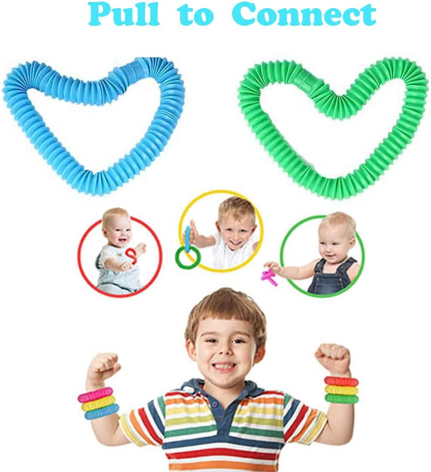 72PACK Pop Tubes, Pop Tube Sensory Fidget Toy Fidget Tubes for Children and Aldult Stress Anxiety Relief Toy DIY Learning Educational Toys for Kids
