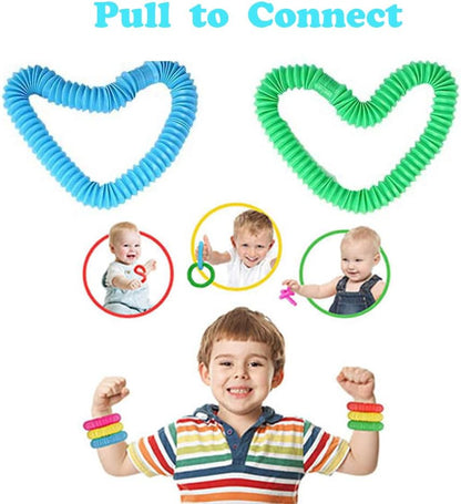 72PACK Pop Tubes, Pop Tube Sensory Fidget Toy Fidget Tubes for Children and Aldult Stress Anxiety Relief Toy DIY Learning Educational Toys for Kids