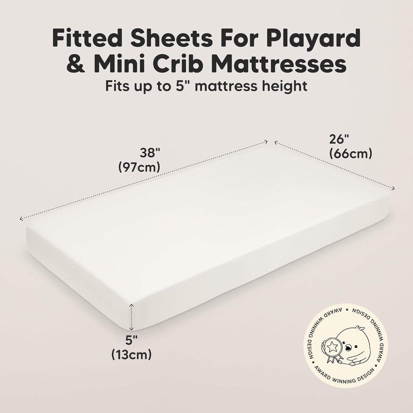 2-Pack Mini Crib Sheets Fitted - 38x26 Pack N Play Sheets for Pack and Play Mattress, Organic