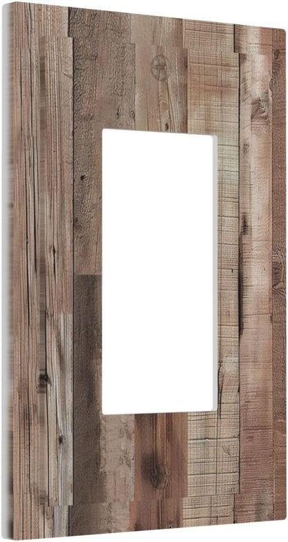 Decorative Outlet Covers Retro Wood Plank Vintaga Wooden Board 1 Gang Single Decora GFCI Device Light Switch Covers Plate 1 Rocker Wall Plate Jumbo Faceplate for Bedroom Home Decor