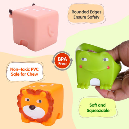 beeqoo Soft Baby Blocks – Stacking & Building Toys for Babies and Toddlers –12 Pcs No Hole Squeeze