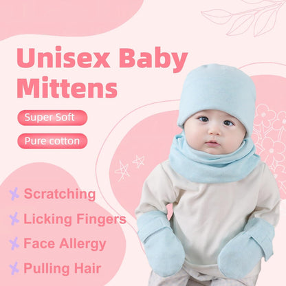 Newborn Baby Mittens Infant No Scratch Gloves Cotton Mitts for Baby Girls Boys