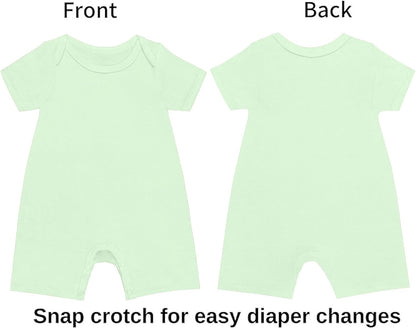 GUISBY Rayon Baby Pajamas, Short Sleeve Footless Rompers, Snap Closure Sleeper for Boy Girls