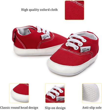Morbido Infant Baby Boys Girls Canvas Sneaker Toddler Slip On Anti Skid Newborn First Walkers Candy Shoes for 0-18 Months