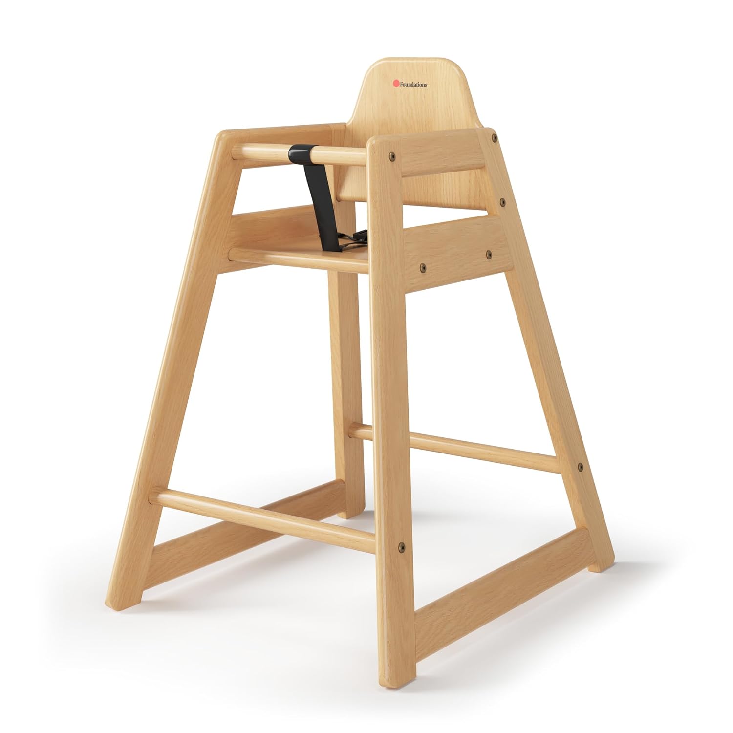 Foundations Neat Seat Wood Highchair for Restaurants, Easy to Clean, “No-tip” Feet, 3-point Safety