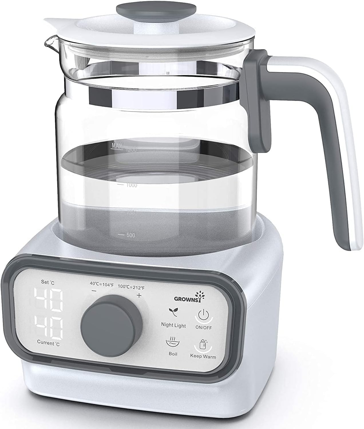 GROWNSY Baby Instant Warmer, Glass Water Boiler with Accurate Temperature Control for Formula
