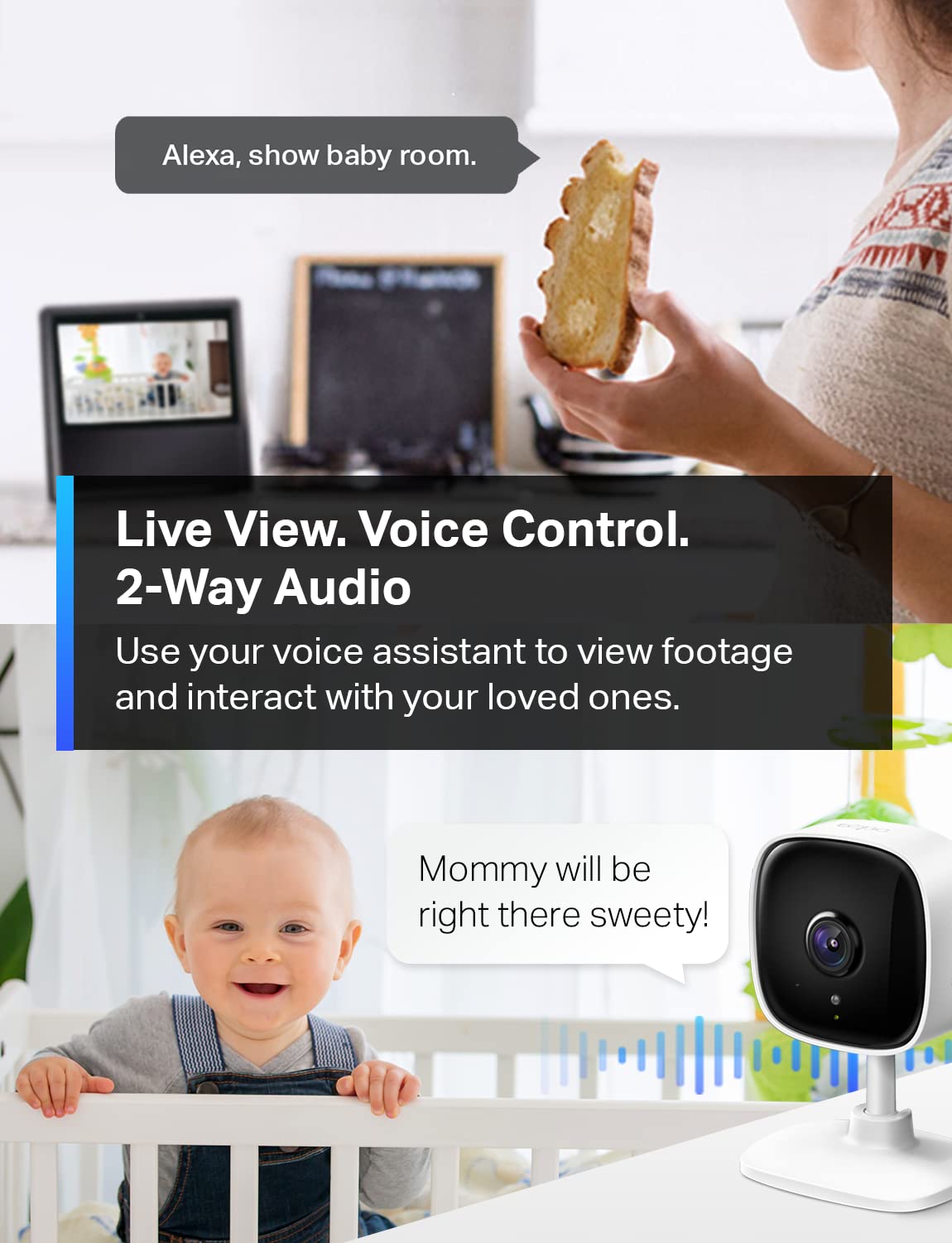 TP-Link Tapo 1080P Indoor Security Camera for Baby Monitor, Dog Camera w/Motion Detection, 2-Way