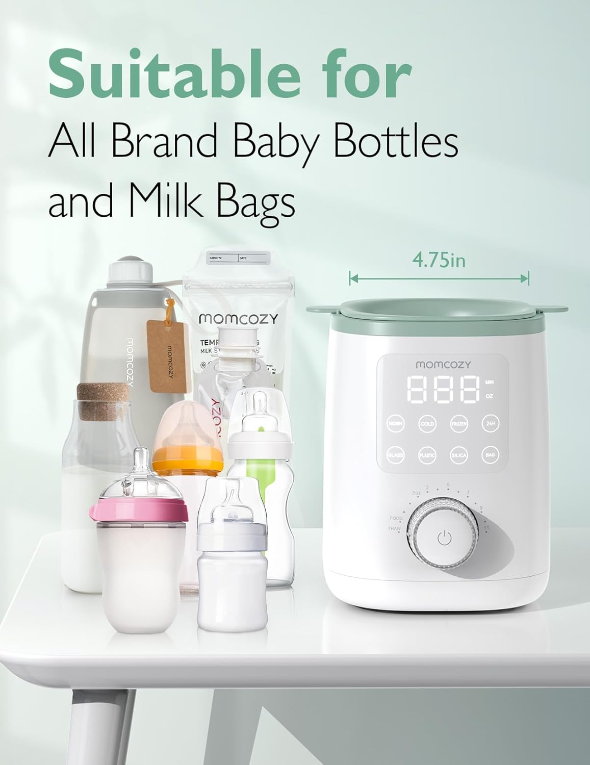 Momcozy Retain Nutrients Bottle Warmer, 9-in-1 Baby Bottle Warmer with Night Light, Accurate