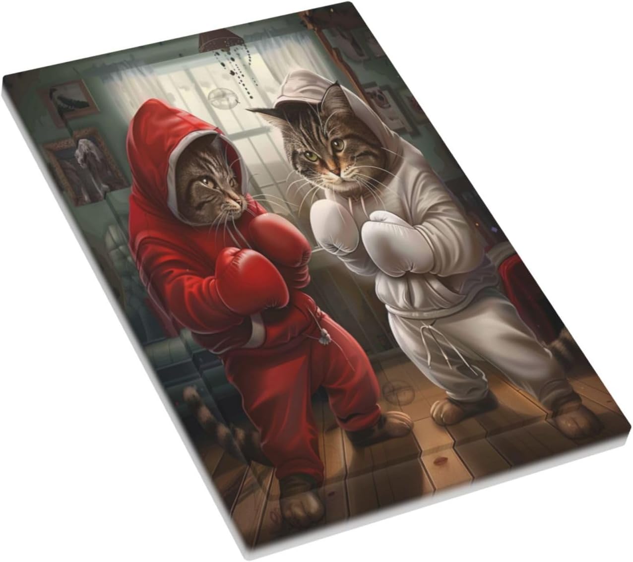 Decorative Switch Covers Plate Funny Red Boxing Cats White Tomcat 1 Gang No Device Single Blank Outlet Covers Wall Plate Cover Light Switch Plate Electrical Faceplate for Bedroom Decor