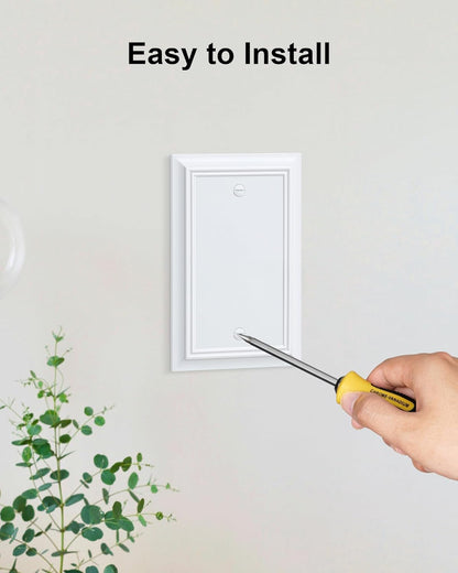 2-Pack Single Blank Wall Plate, Durable Natural Bamboo Fiber Wall Plate Cover,Pure White 1 Gang Wall Plate for Unused Outlets/Switches, Corrosion Resistant