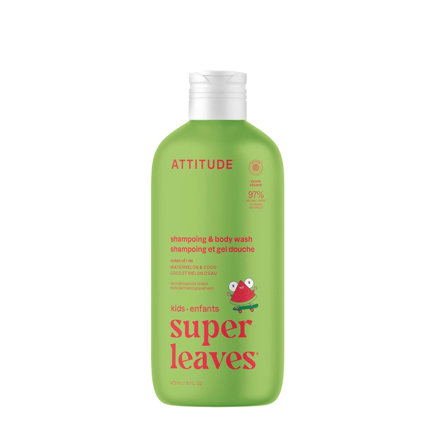 ATTITUDE Shampoo and Body Wash for Kids, EWG Verified, Dermatologically Tested, Plant- and