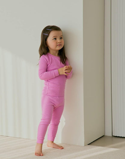 moimoln Pajamas Set 6M-5Y Solid Ribbed Unisex Baby & Toddler, Soft Viscose, Snug-Fit, Everyday Sleepwear