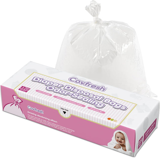 Odor Sealing Baby Diaper Disposal Bags - S/220 Counts Unscented, Durable Diaper Trash Sacks for Home, Travel & On-the-Go Use (Color:White)