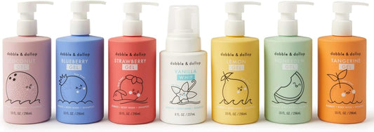 Dabble & Dollop Rainbow of Bubbles – Natural 4-in-1 Bath Set for Kids, Includes Bubble Bath, Body