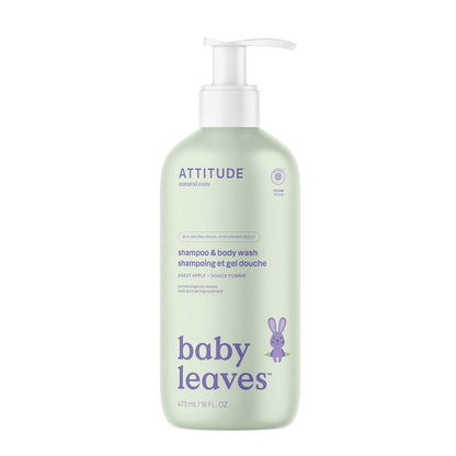 ATTITUDE 2-in-1 Shampoo and Body Wash for Baby, EWG Verified, Dermatologically Tested, Made with
