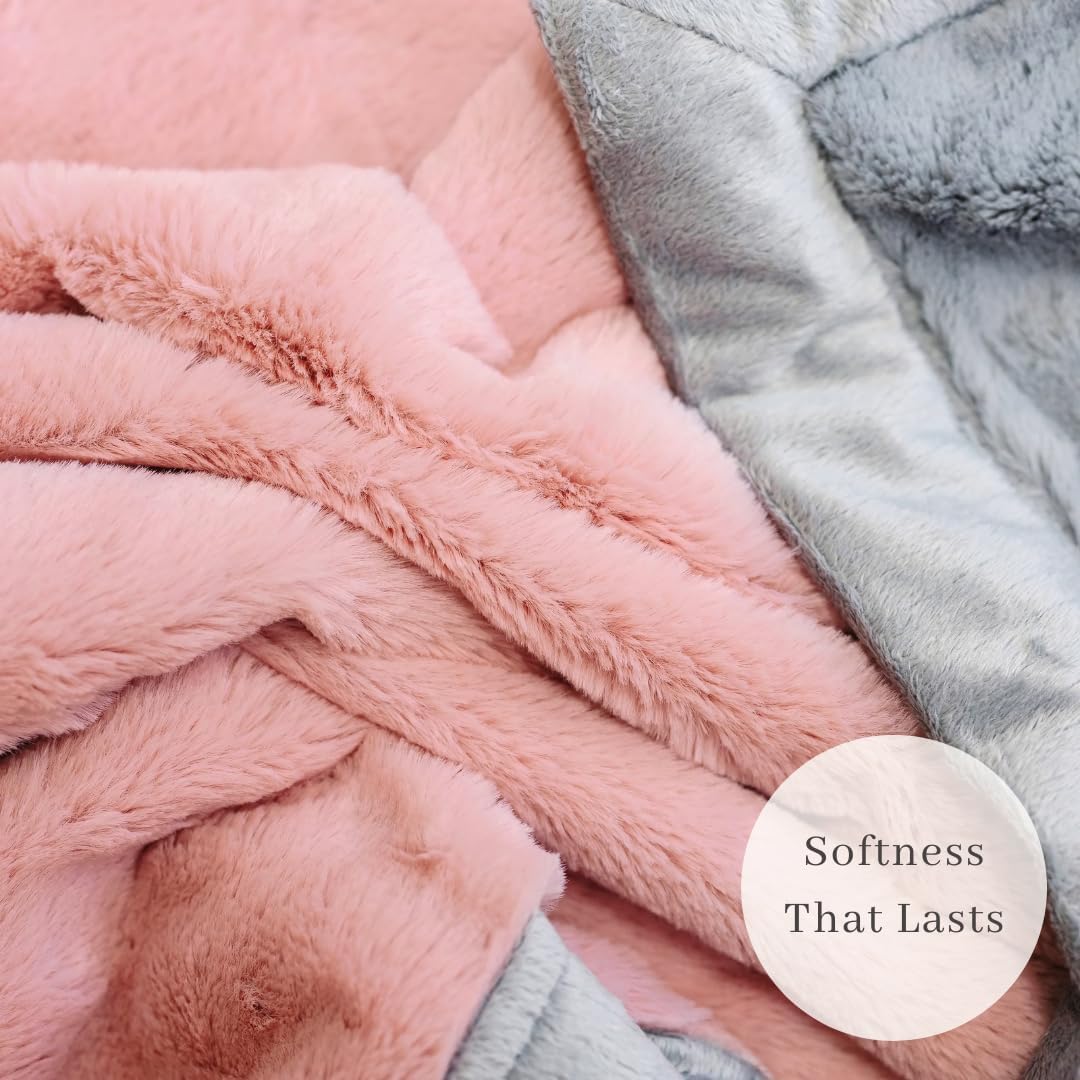 SARANONI Receiving Blankets for Babies Super Soft Boutique Quality Lush Luxury (Light Pink/Gray