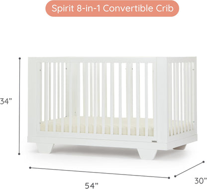 dadada Spirit 8 in 1 Convertible Crib to Toddler Bed & Floor Bed, Made in Italy, Greenguard Gold