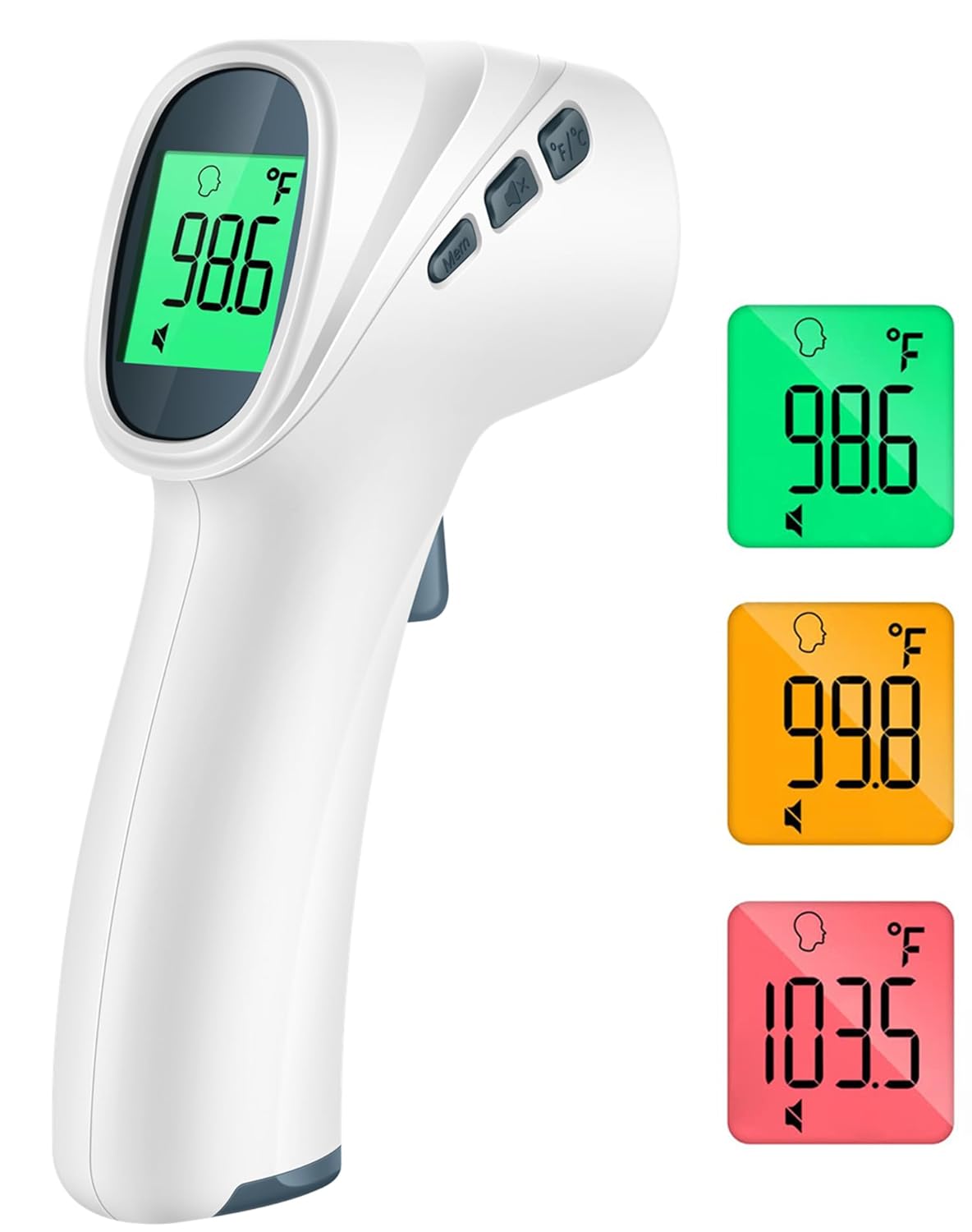 Touchless Thermometer for Adults, Digital Infrared Thermometer Gun with Fever Alarm, Forehead and