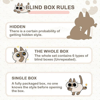 Nobeko Azuki Can Cat Daily Life Series1 Blind Box Siamese Cats Figures 1PC Random Art Cute Collectibles Birthday Gift