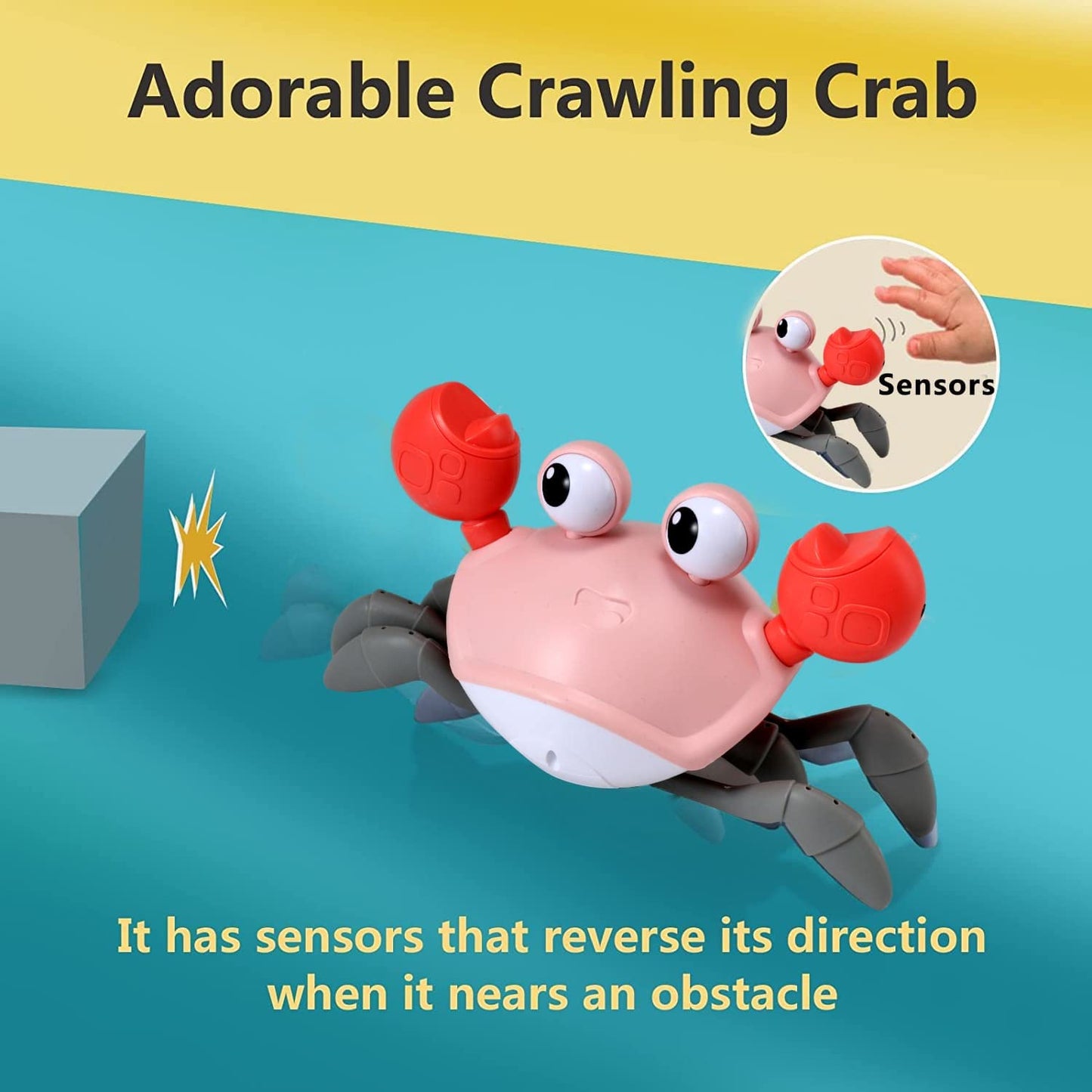 control future Girl Toys Tummy Time: Pink Crawling Crab Montessori Toy Learning 36 Months 3 Year