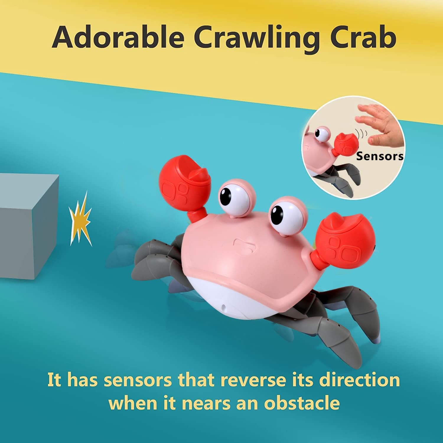control future Girl Toys Tummy Time: Pink Crawling Crab Montessori Toy Learning 36 Months 3 Year