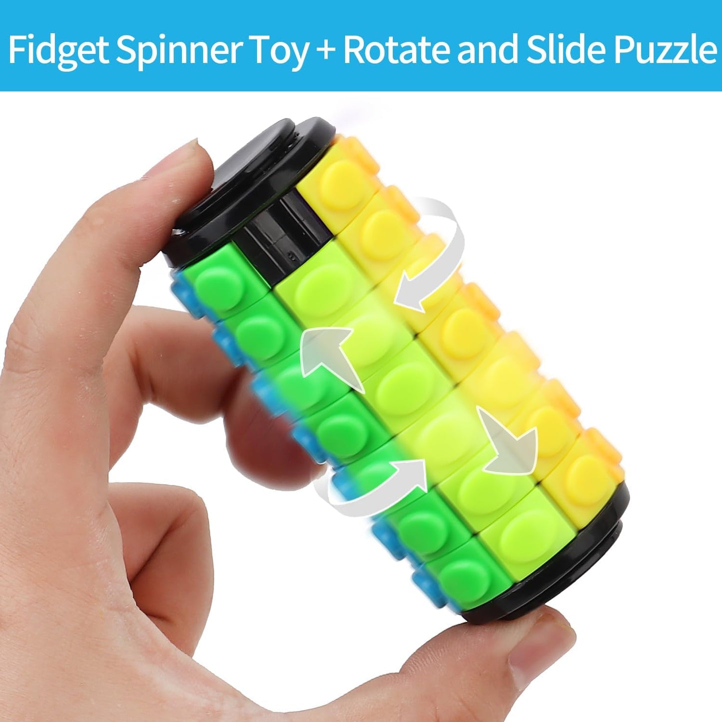 Rotate and Slide Puzzle, Finger Spinner Puzzle, Fidget Toys, Decompression Toy, 8 Colors,7 Layers, Educational Sensory Toy for Kids Adults (8 Colors X 7 Layers)