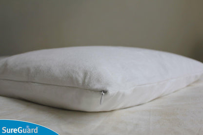 Set of 2 Travel Size SureGuard Pillow Protectors - 100% Waterproof, Bed Bug Proof, Hypoallergenic - Premium Zippered Cotton Terry Covers
