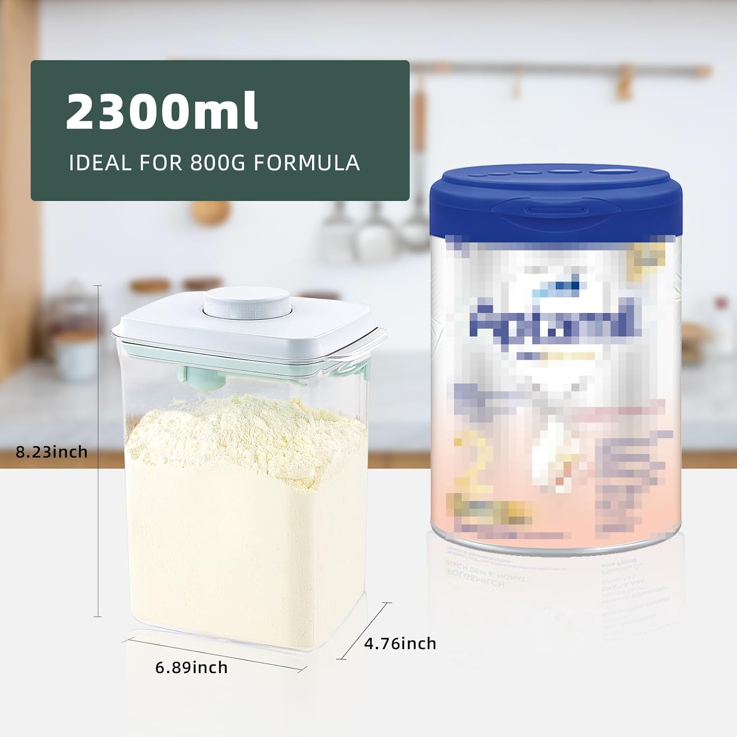 Baby Milk Powder Container - 2300ml Air Tight Formula Dispenser with Spoon and Scraper, BPA-Free