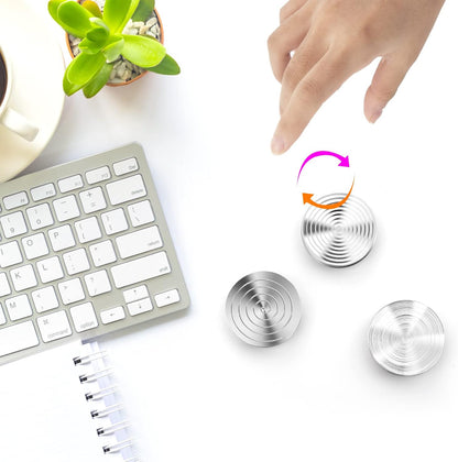 TOMAZON Kinetic Desk Spinning Toy, Stainless Steel Rotating Motion Coin, Optical Illusion Spinning Top for Office Anxiety Stress Relief, Portable ADHD Little Fidget Toys Gift for Adults & Kids(C)