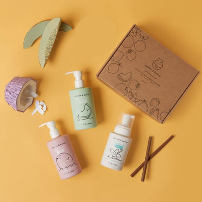 Dabble & Dollop Beachy Bundle, Natural Bubble Bath, Body Wash, Shampoo for Kids, USA-Made, Paraben