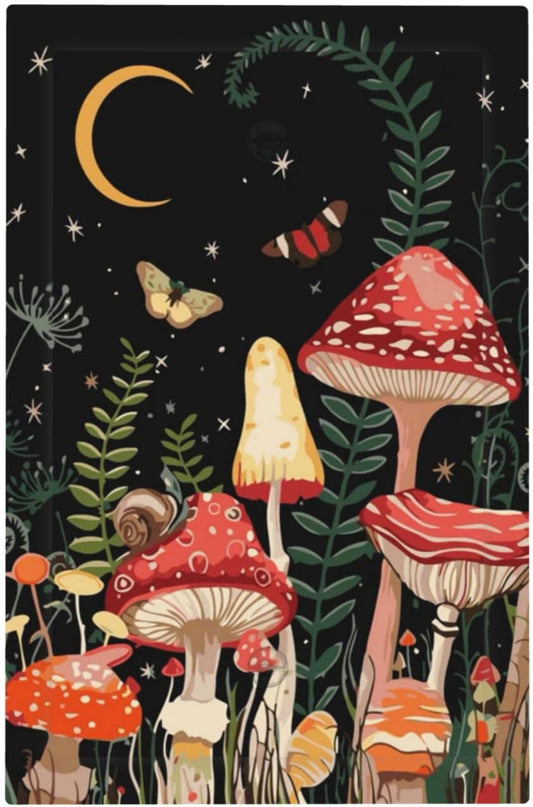 Moon Star Red Mushroom Forest Butterfly Green Plant Light Switch Cover Plate 1 Gang No Device Blank