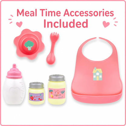 JC Toys - Doll High Chair | Fits Dolls up to 17" | Easy to Clean | Simple Assembly | 7 Piece Play