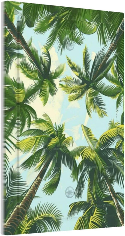 Summer Sky Coconut Palms Trees Green Plants Leaf Light Switch Cover Plate 1 Gang No Device Blank Electrical Wall Plates Faceplate Decorative Switch Plate for Bed Room Living Room Decor