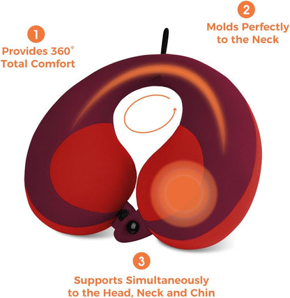 INFANZIA Kids Chin Supporting Travel Neck Pillow, Helps Support Head and Neck, Comfortably Designed for Head, Neck, and Chin Support - Gifts for Toddler/Child/Kids, Red