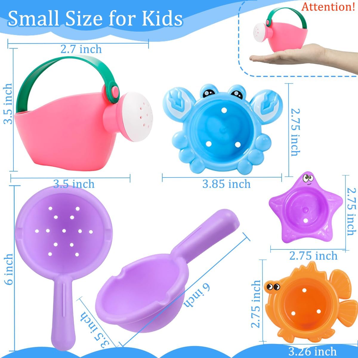 6Pcs Toddler Bath Toys for Kids Ages 1-3 Bath Toys for Babies12-18 Months Water Can Bathtub Toys