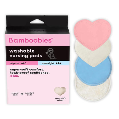 Bamboobies Ultra-Soft Velour Nursing Pads – Reusable, Washable & Leak-Proof – 2 Ultra-Thin and 2