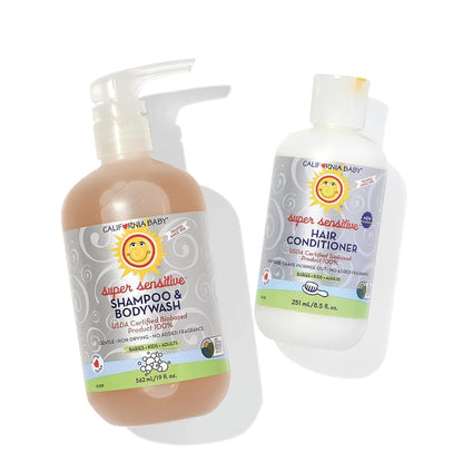 California Baby Super Sensitive Baby Shampoo and Conditioner Set | 100% Plant-Based | 19oz